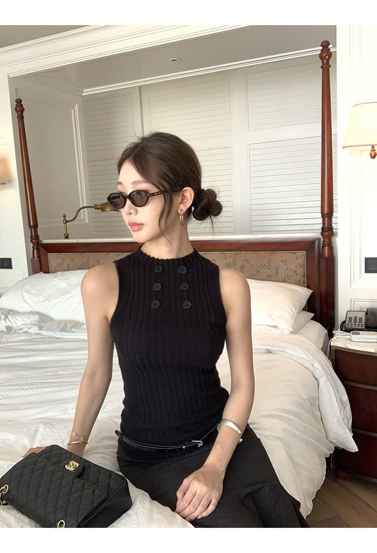 레드 맨 파빌리온 조끼 여성 여름 외출용 2026 새로운 몸매 가꾸기 검정색 자이언트 잘 생긴 ~ 중 아니요 명중 섹션 니트 민소매 맨위 상세 이미지 23