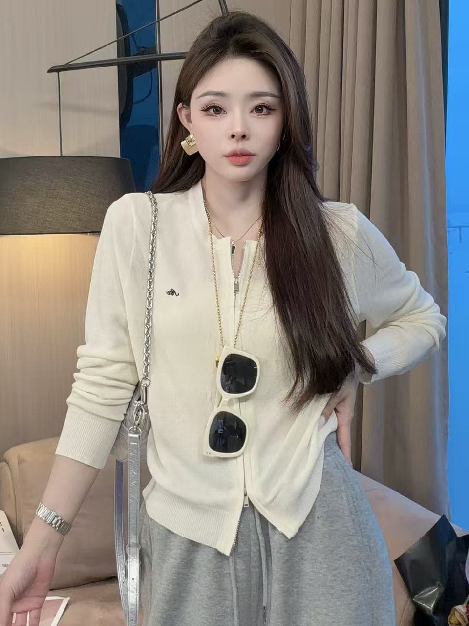 한 부서 느긋한 바람 패션 스트라이프 니트 오픈 가디건 여성 코트 봄 여름 새로운 자이언트 잘 생긴 ~ 중 자외선 차단 긴팔 맨위 상세 이미지 4
