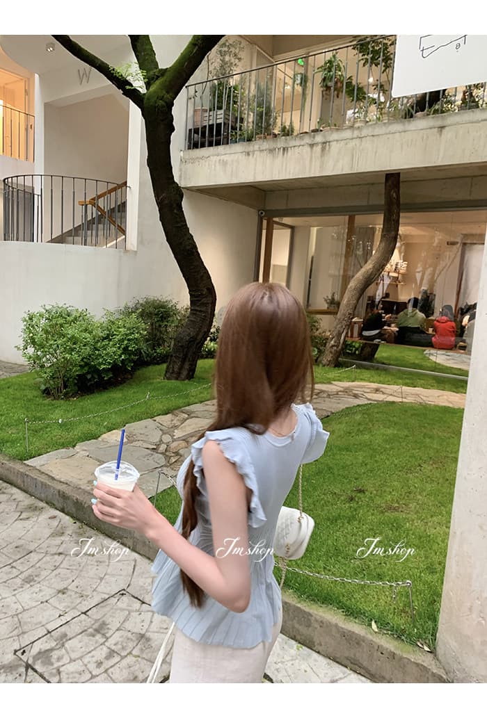 jmshop 쇼 와 doll 센스 프릴 라이 경기 서울 주간 실크 니트 스웨터 여름 허리 수축 슬림해 보이는 민소매 맨위 상세 이미지 24