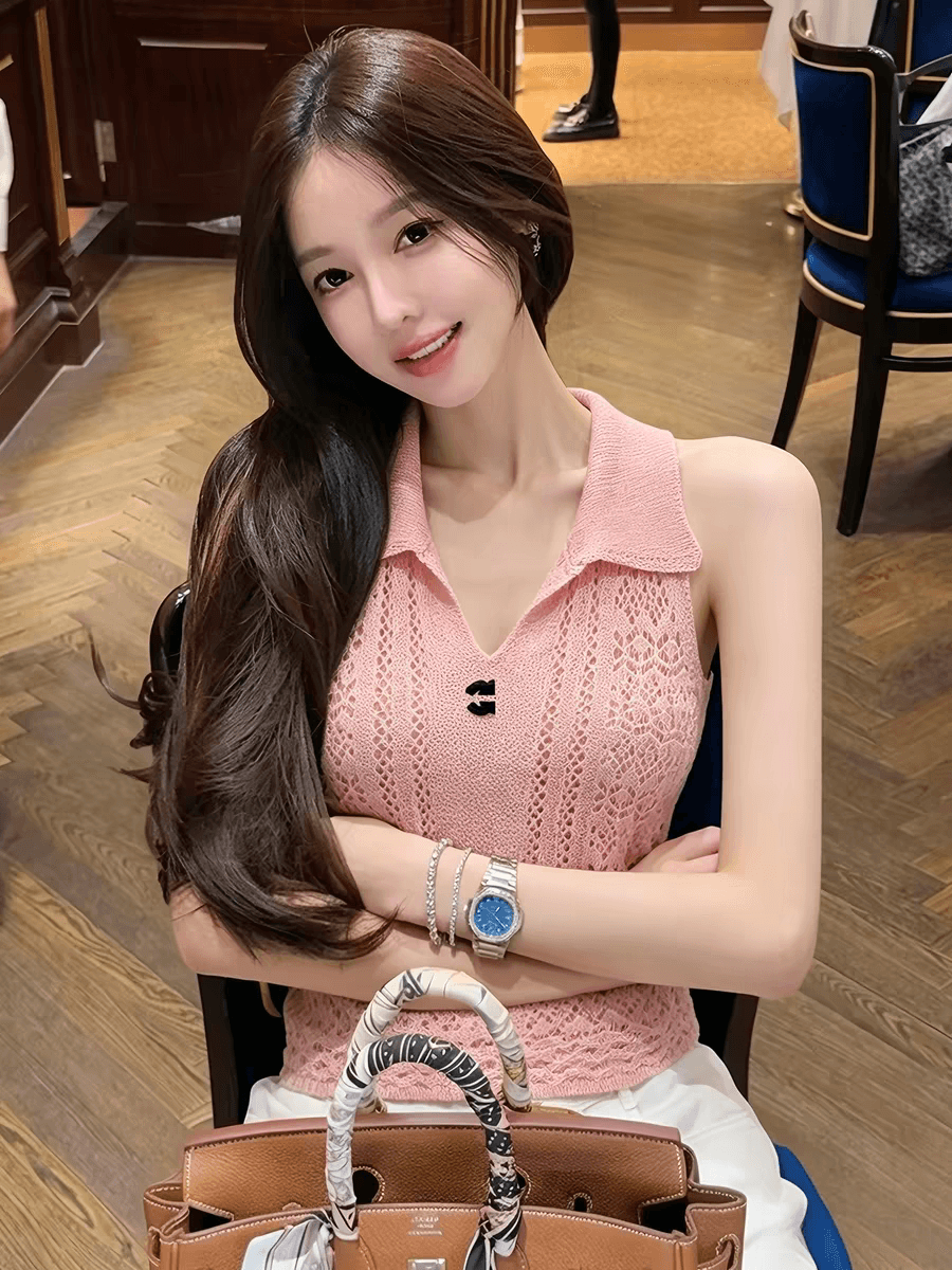이른 가을 베이지 색 부드러운 홀로우 아웃 레이스업 긴팔 블라우스 여성 짧은 얇은 스타일 니트 오픈 가디건 맨위 루즈핏 슬림해 보이는 다용도 상세 이미지 1