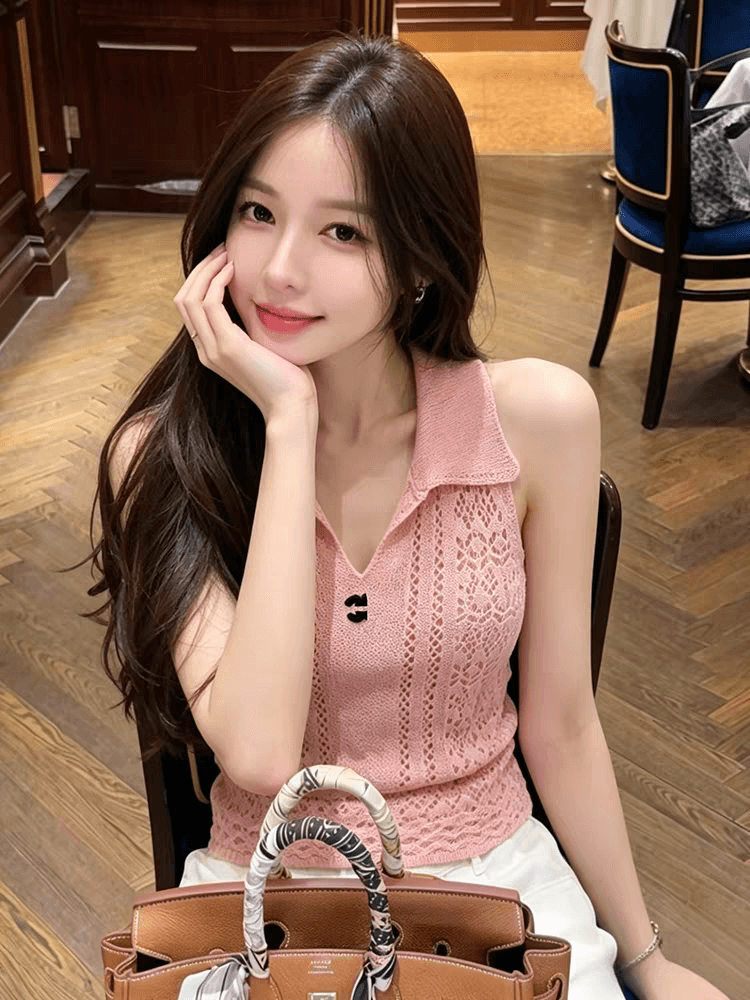 이른 가을 베이지 색 부드러운 홀로우 아웃 레이스업 긴팔 블라우스 여성 짧은 얇은 스타일 니트 오픈 가디건 맨위 루즈핏 슬림해 보이는 다용도 상세 이미지 2