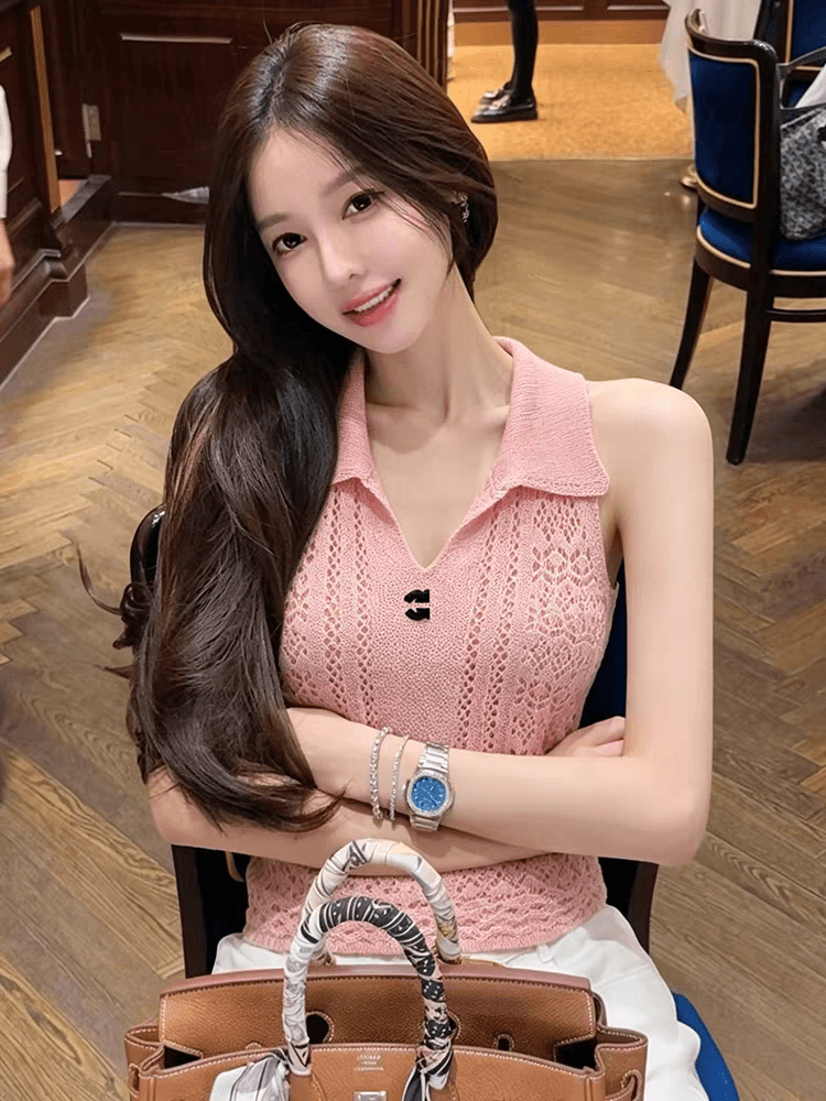 이른 가을 베이지 색 부드러운 홀로우 아웃 레이스업 긴팔 블라우스 여성 짧은 얇은 스타일 니트 오픈 가디건 맨위 루즈핏 슬림해 보이는 다용도 상세 이미지 5