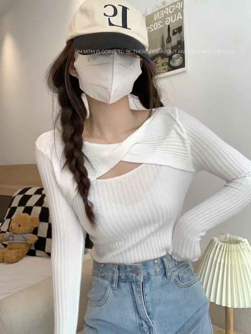 홀로우 아웃 긴팔 니트 스웨터 스웨터 가을 겨울철 새로운 여성 의류 인사이드 가져 가라. 기본 셔츠 페이크 레이어드 몸매 가꾸기 맨위 상세 이미지 29