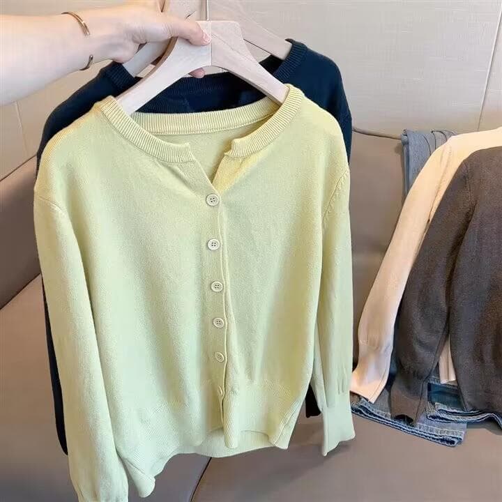 부드러운 찹쌀 프로 피부 얇은 스타일 양모 니트 오픈 가디건 여성 한국 스타일 V넥 루즈핏 쇼트 스타일 작은 외부 가져 가라. 스웨터 코트 이미지 2