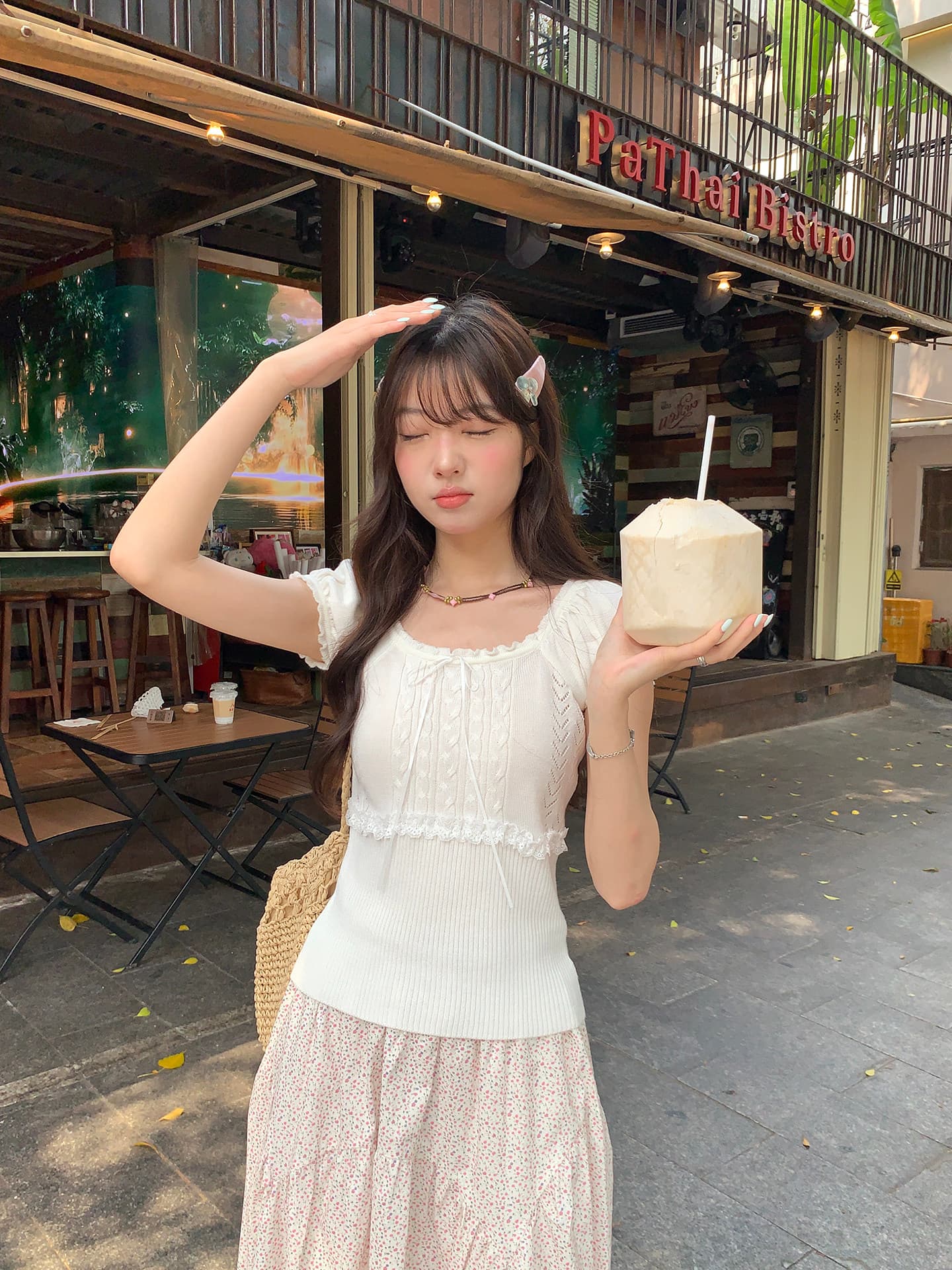 hollyii 한 부서 달콤함 레이스 패치워크 레이스 광장 칼라 다용도 니트 반팔 맨위 2026 봄 여름 새로운 상세 이미지 13