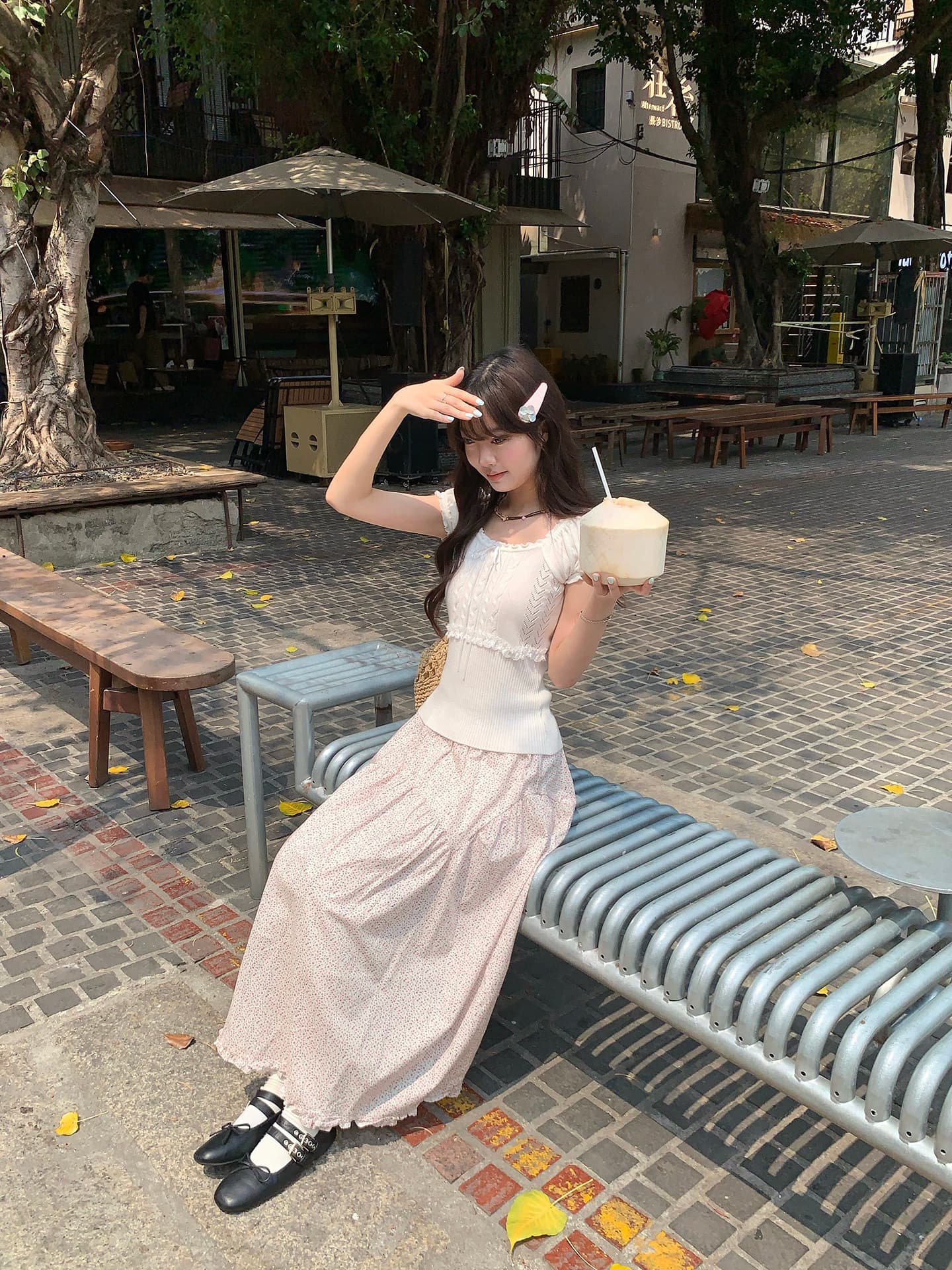 hollyii 한 부서 달콤함 레이스 패치워크 레이스 광장 칼라 다용도 니트 반팔 맨위 2026 봄 여름 새로운 상세 이미지 24