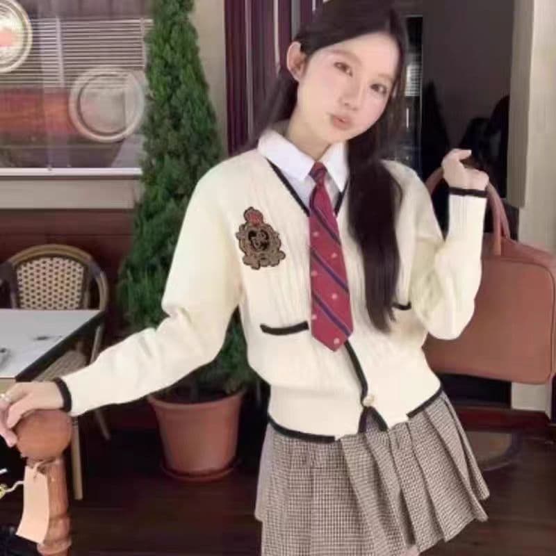 한 이사회 조수 브랜드 꿀 妃 어린이 학원 스타일 페이크 레이어드 긴팔 니트 스웨터 여자 디자인 센스 몸매 가꾸기 슬림해 보이는 연령 감소 켜기 상세 이미지 1