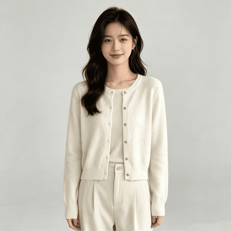 한 부서 미니멀리즘 단색 샤 징 버클 라운드 넥 니트 오픈 가디건 여성 이른 가을 새로운 디자인 센스 작은 대중 맨위 트렌디 상세 이미지 11