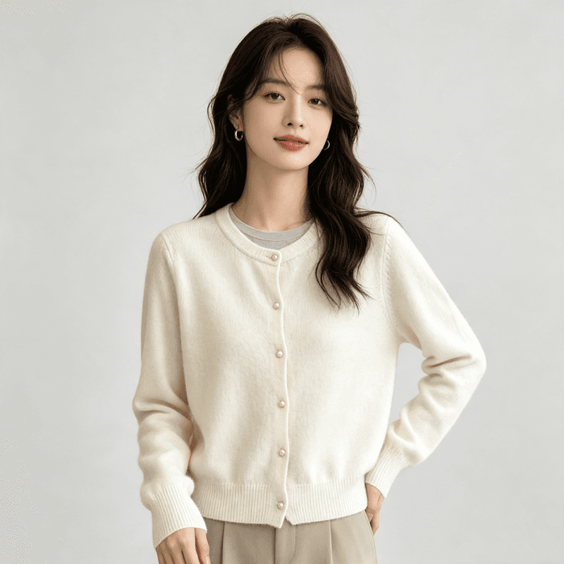 한 부서 미니멀리즘 단색 샤 징 버클 라운드 넥 니트 오픈 가디건 여성 이른 가을 새로운 디자인 센스 작은 대중 맨위 트렌디 상세 이미지 20