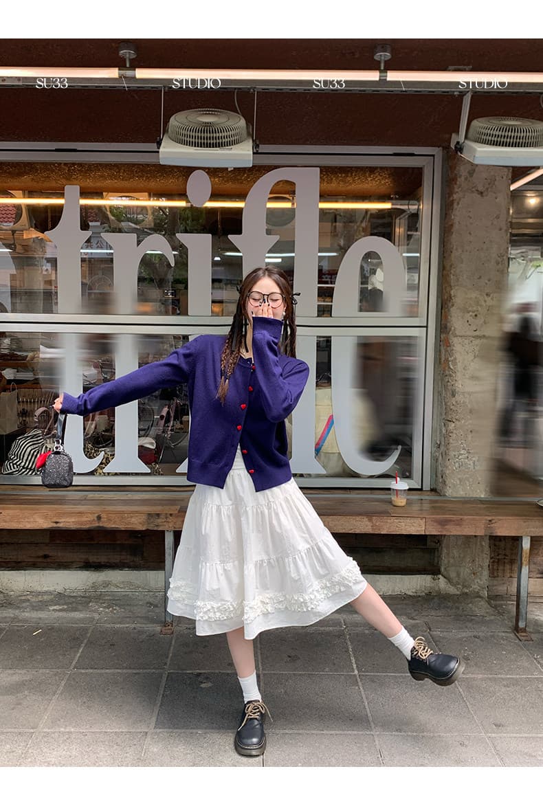 빨간색 오픈 가디건 여성 2026 새로운 자이언트 잘 생긴 ~ 중 착용 가져 가라. 이른 봄 스웨터 코트 레트로 외부 잡아라. 의류 상세 이미지 2