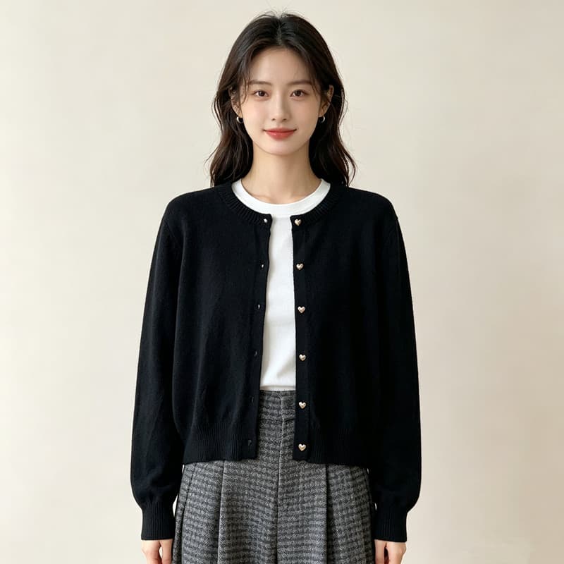 일본과 한국 부서 레트로 하트 샤 징 버클 털 니트 오픈 가디건 여성 가을 겨울 외국 가스 재킷 캐주얼 인사이드 가져 가라. 스택 착용 맨위 이미지 4