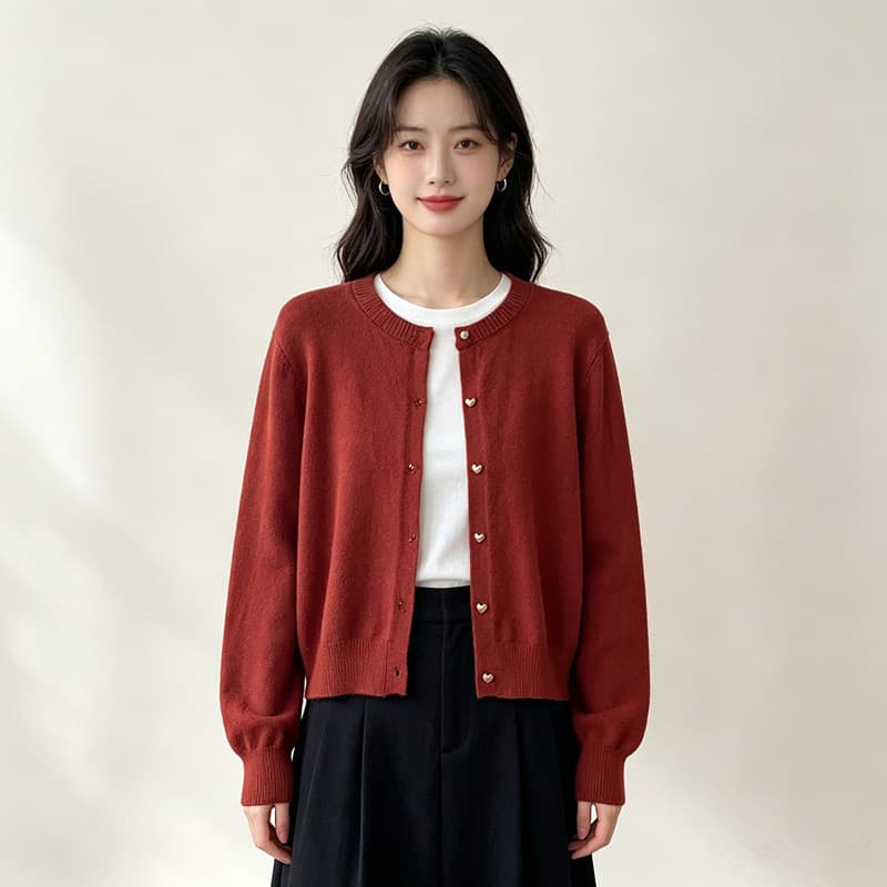 일본과 한국 부서 레트로 하트 샤 징 버클 털 니트 오픈 가디건 여성 가을 겨울 외국 가스 재킷 캐주얼 인사이드 가져 가라. 스택 착용 맨위 이미지 5