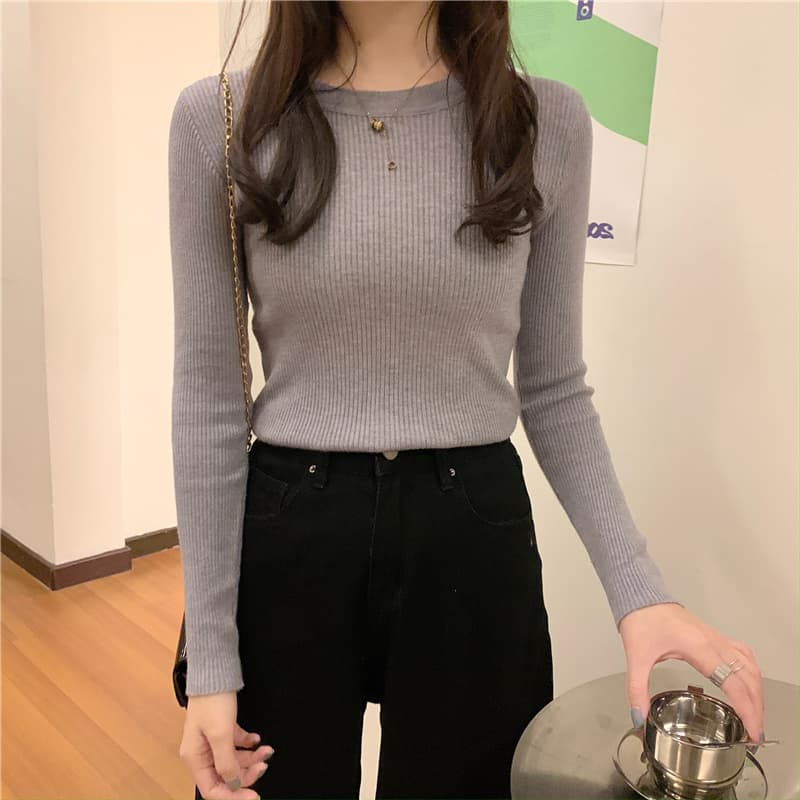 가을 겨울 기초 색상 라운드 넥 몸매 가꾸기 만나는 니트 스웨터 여성 부드러운 개성 몸매 가꾸기 프로 피부 인사이드 가져 가라. 품격 스웨터 블랙 이미지 3