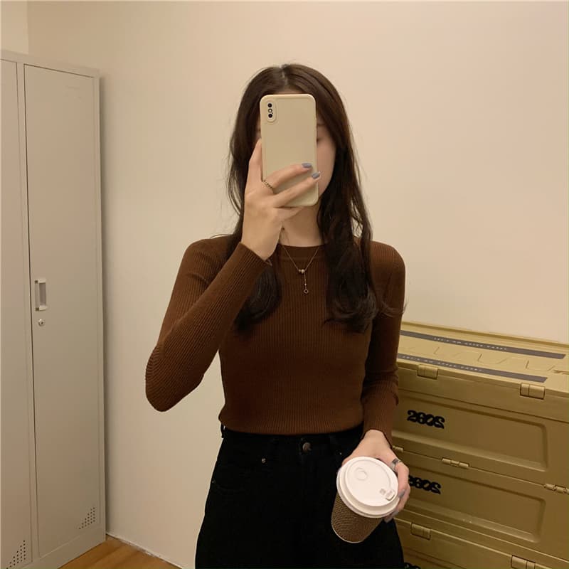 가을 겨울 기초 색상 라운드 넥 몸매 가꾸기 만나는 니트 스웨터 여성 부드러운 개성 몸매 가꾸기 프로 피부 인사이드 가져 가라. 품격 스웨터 블랙 상세 이미지 13