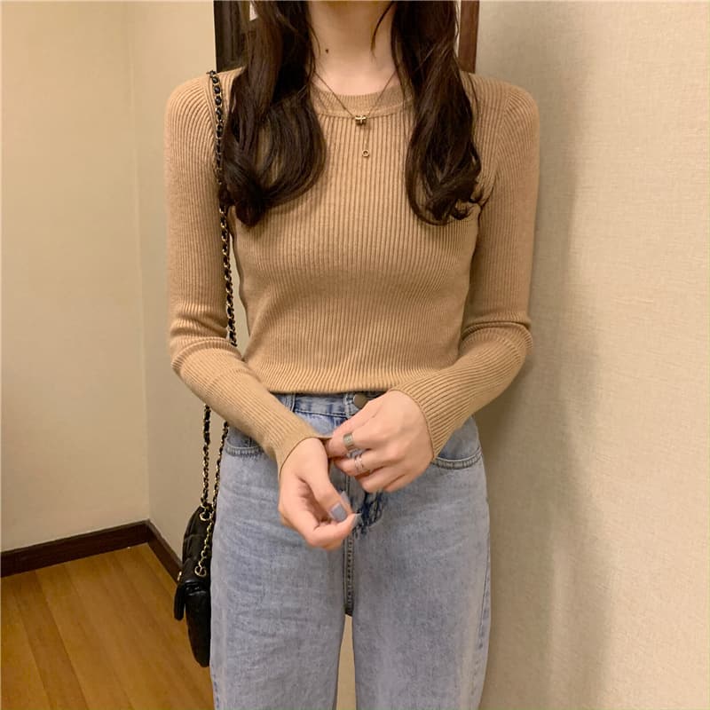 가을 겨울 기초 색상 라운드 넥 몸매 가꾸기 만나는 니트 스웨터 여성 부드러운 개성 몸매 가꾸기 프로 피부 인사이드 가져 가라. 품격 스웨터 블랙 상세 이미지 26