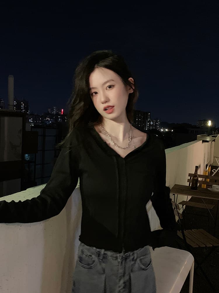 마술 웨스트 여왕 기초 섹션 V넥 인사이드 가져 가라. 니트 스웨터 여성 꽈배기 스웨터 몸매 가꾸기 긴팔 맨위 상세 이미지 18