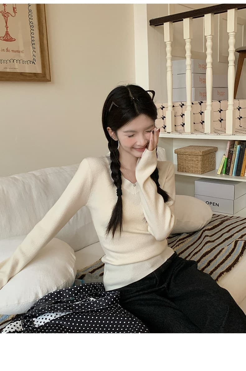 스와 3 3 핑크색 니트 스웨터 여성 V넥 슈퍼 잘 생긴 인사이드 가져 가라. 기본 셔츠 몸매 가꾸기 스웨터 2026 새로운 맨위 상세 이미지 25