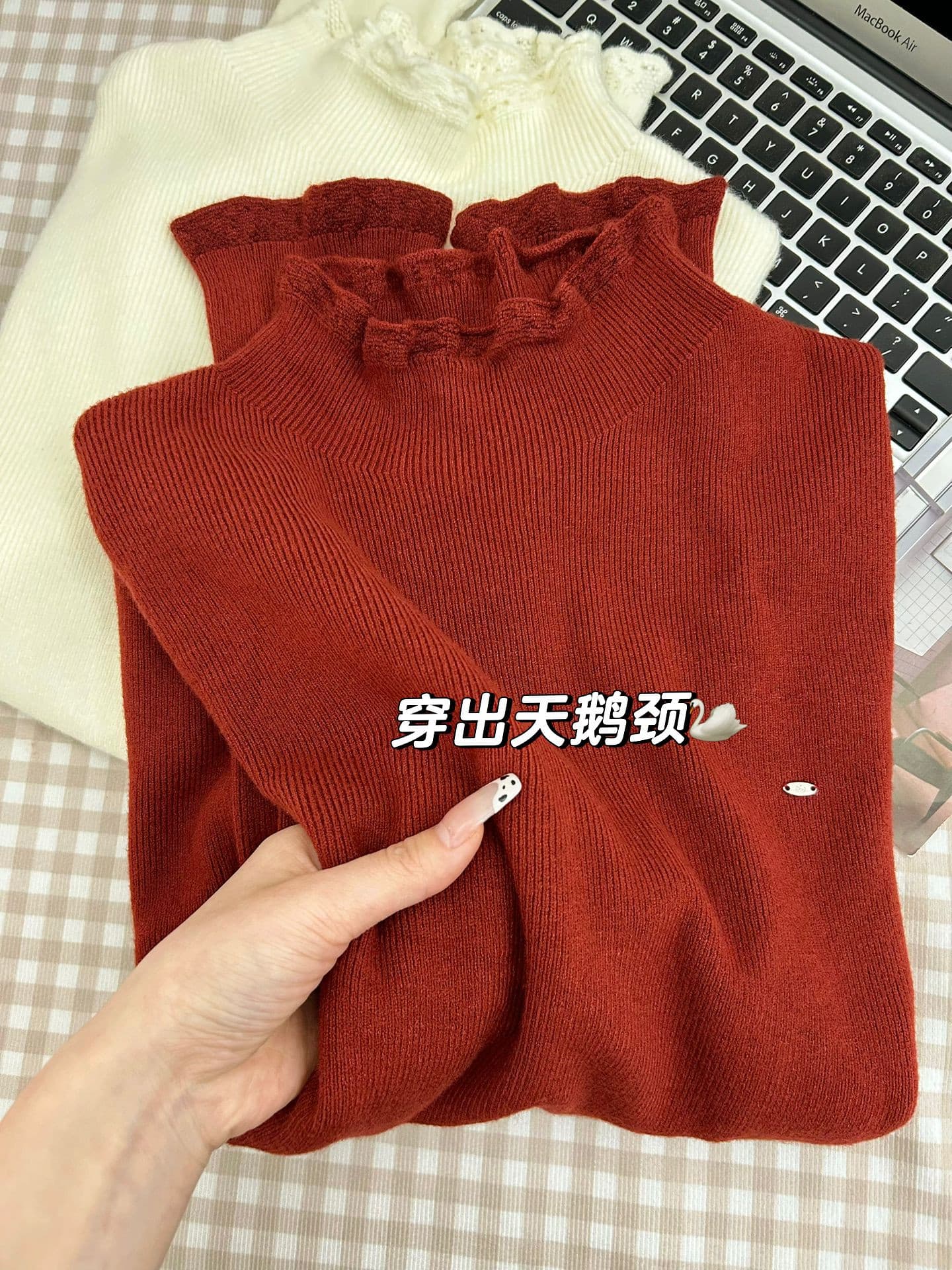 프랑스식 절묘한 miu 부서 프릴 기본 셔츠 여성 의류 봄 가을 반하이넥 인사이드 가져 가라. 스웨터 긴팔 니트 맨위 이미지 5