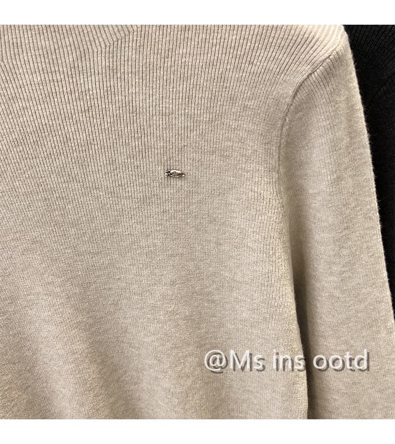 프랑스식 절묘한 miu 부서 프릴 기본 셔츠 여성 의류 봄 가을 반하이넥 인사이드 가져 가라. 스웨터 긴팔 니트 맨위 상세 이미지 7