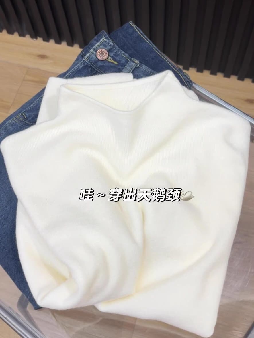 Chic 몸매 가꾸기 인사이드 가져 가라. 기본 셔츠 여성 반하이넥 miu 부서 스웨터 가을 겨울 고급 센스 긴팔 니트 스웨터 맨위 상세 이미지 2