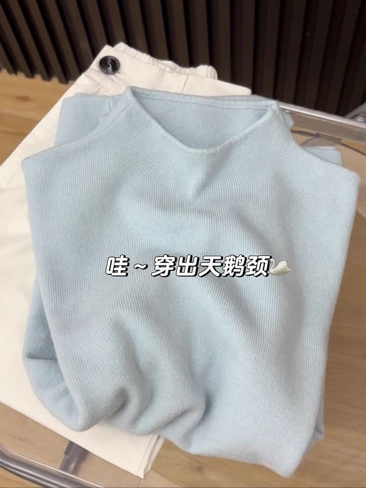 Chic 몸매 가꾸기 인사이드 가져 가라. 기본 셔츠 여성 반하이넥 miu 부서 스웨터 가을 겨울 고급 센스 긴팔 니트 스웨터 맨위 상세 이미지 9