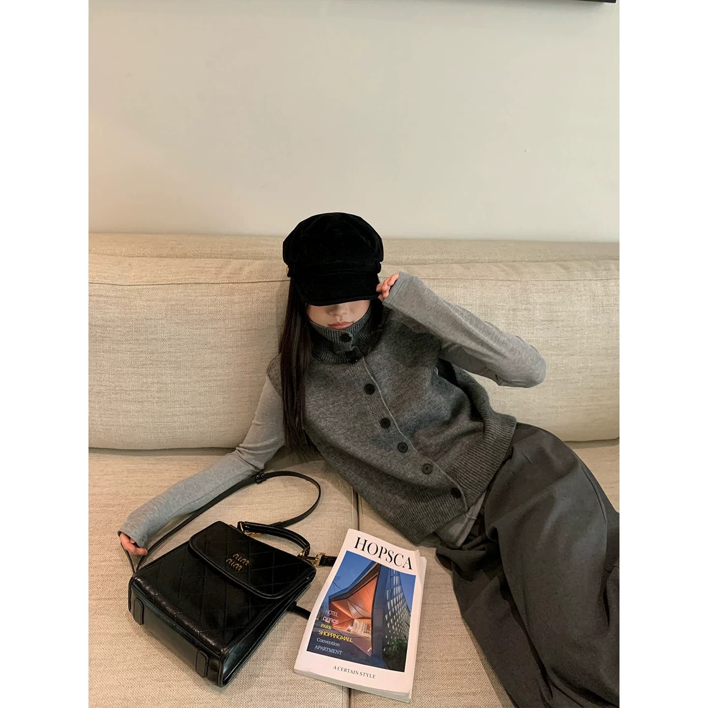 송 긍정적 인 En 어두운 회색 터틀넥 니트 조끼 여자 가을 겨울 높음 지혜 센스 전후 둘 착용 스웨터 조끼 스택 착용 맨위 이미지 3