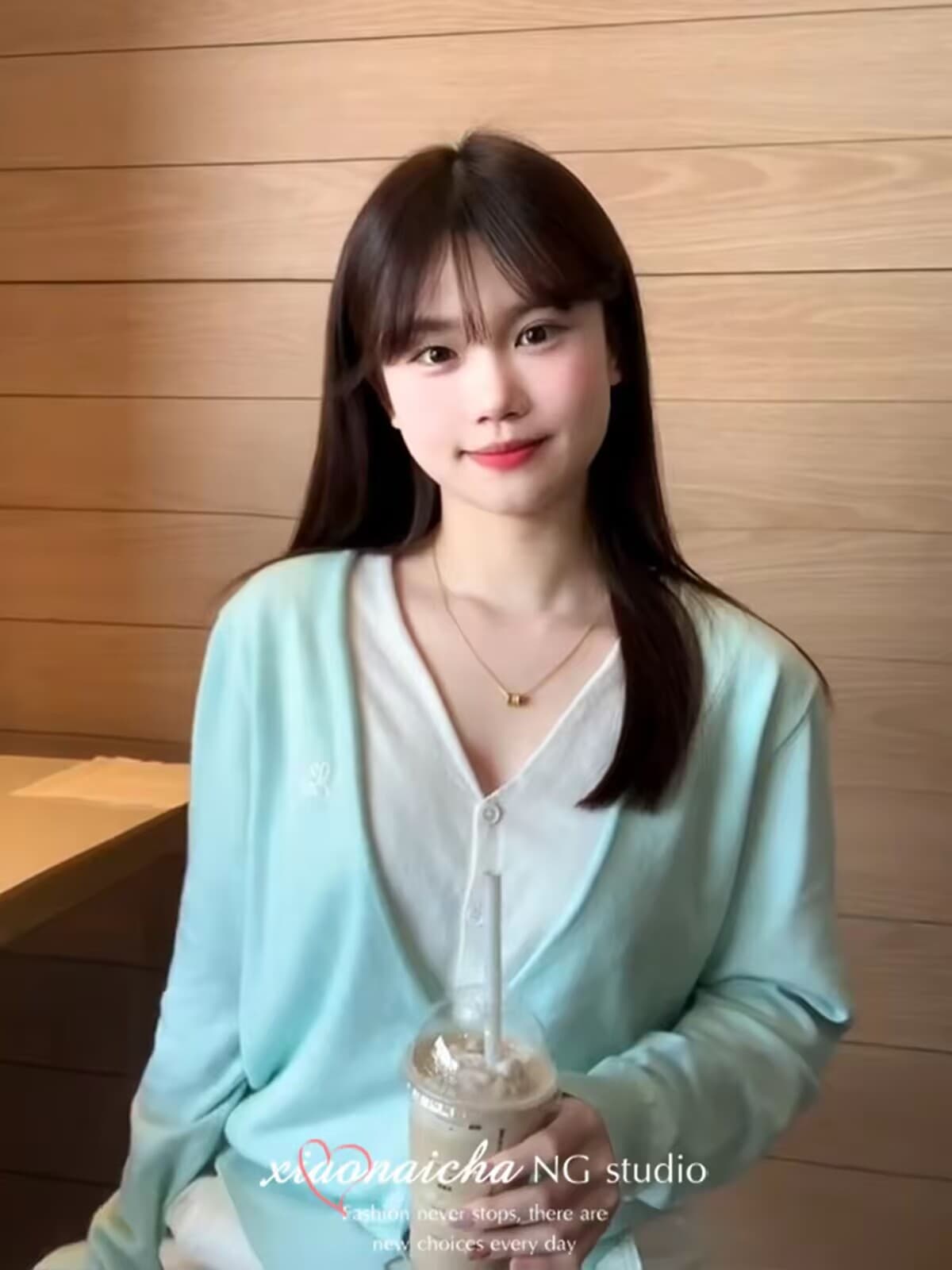 한 부서 박하 녹색 페이크 레이어드 V넥 니트 오픈 가디건 여성 봄 새로운 작은 키 루즈핏 다용도 스웨터 코트