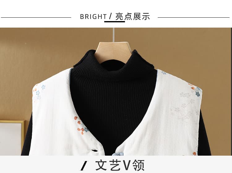 실사 중국풍 오래된 천 젠 양면 스택 착용 면 조끼 두꺼운 보온 문예 레트로 목화 진딧물 단추 조끼 상세 이미지 4