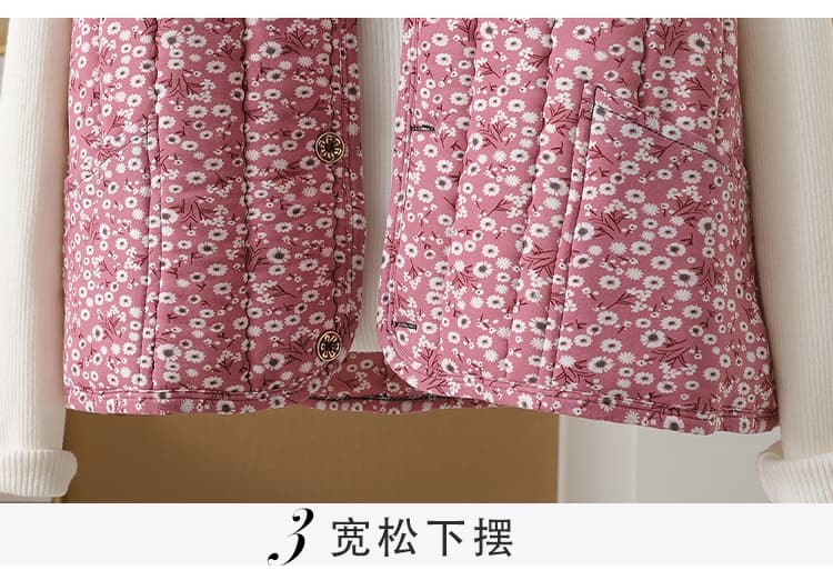 실사 중국풍 오래된 천 작은 꽃무늬 내피 털이 있는 보온 조끼 스택 착용 외부 가져 가라. 문예 레트로 다용도 조끼 상세 이미지 6