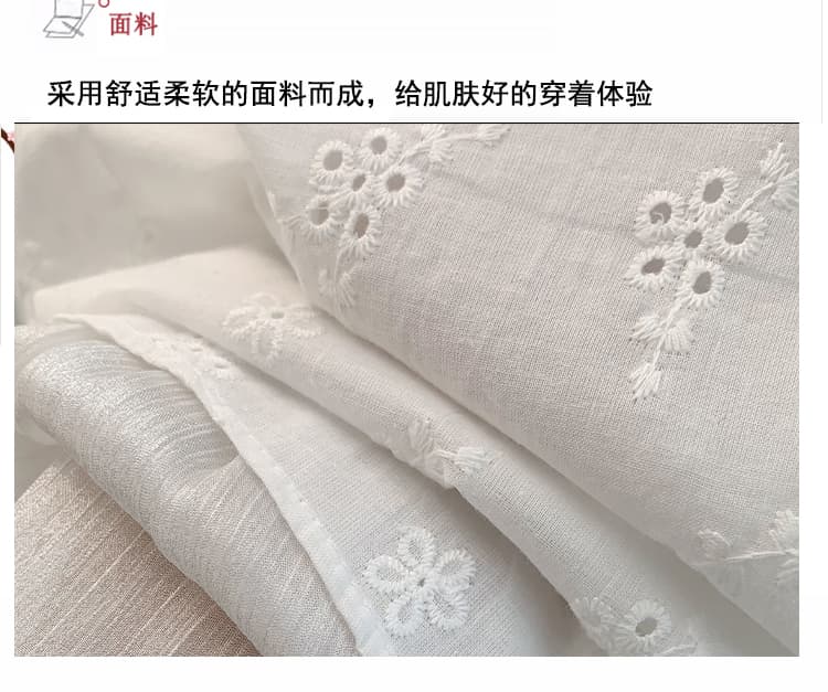실사 빅 사이즈 여성 의류 자수 꽃 홀로우 아웃 라운드 넥 민소매 조끼 여름 새로운 페이크 레이어드 패치워크 맨위 상세 이미지 6