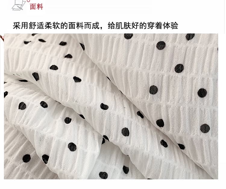 실사 한 부서 달콤한 스타일 도트 무늬 V넥 작은 날다 소매 여성 셔츠 여름 섹션 프릴 슬림해 보이는 다용도 연령 감소 맨위 상세 이미지 6