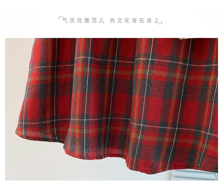 실사 작은 대중 디자인 센스 불모지 바람이 아닙니다. 규칙 홀로우 아웃 레이스 조각 반신 스커트 센 부서 레트로 체크무늬 롱 스커트 상세 이미지 14