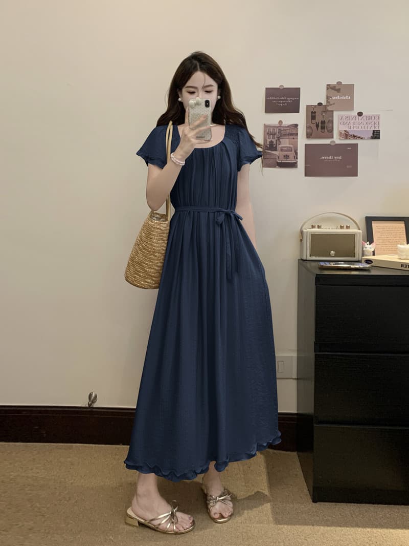 실사 빅 사이즈 여성 의류 지방 mm 봄 여름 프랑스식 아름다운 차 휴식 드레스 수 있습니다. 둘 착용 벨트 포함 슬림해 보이는 롱 스커트 상세 이미지 22