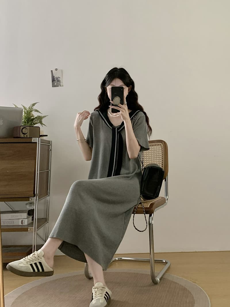 실사 빅 사이즈 여성 의류 여름 새로운 지방 mm 프랑스식 학원 스타일 반팔 드레스 품격 표지 배 슬림해 보이는 치마 상세 이미지 11