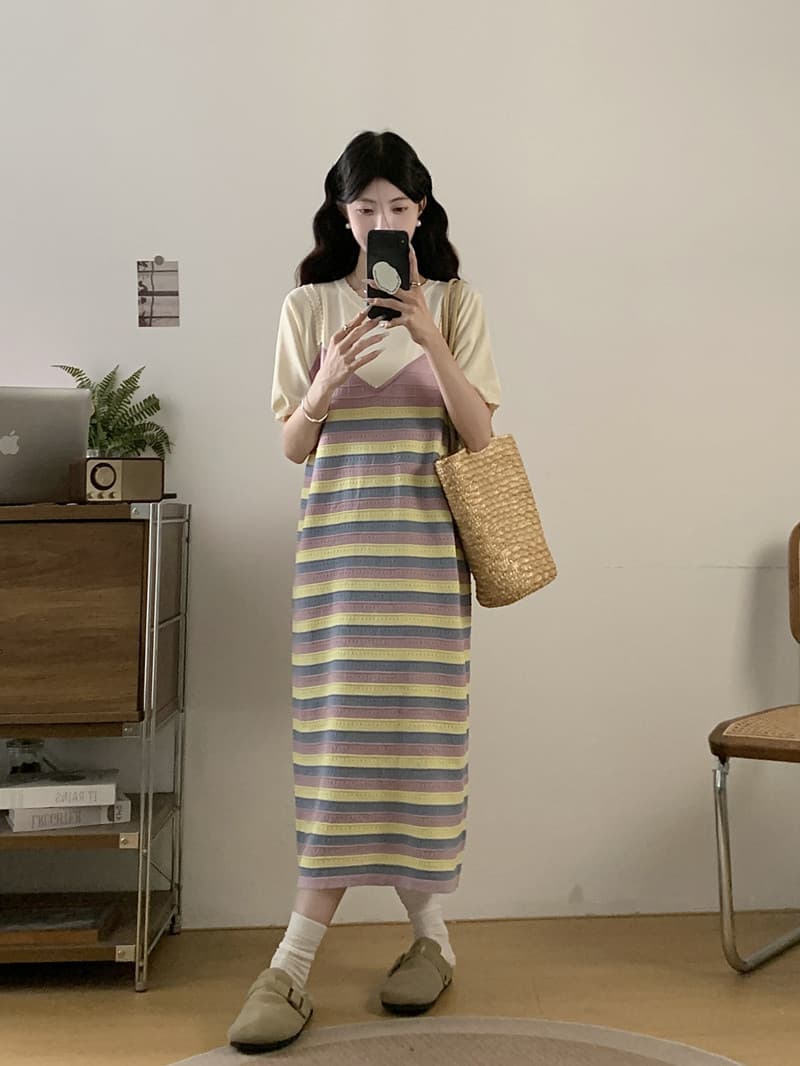 실사 빅 사이즈 여성 의류 봄 여름 새로운 지방 mm 프랑스식 품격 패치워크 페이크 레이어드 표지 배 슬림해 보이는 반팔 드레스 상세 이미지 13
