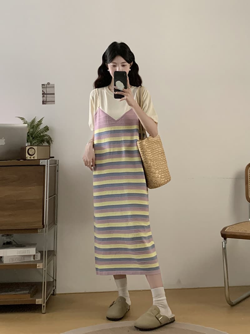 실사 빅 사이즈 여성 의류 봄 여름 새로운 지방 mm 프랑스식 품격 패치워크 페이크 레이어드 표지 배 슬림해 보이는 반팔 드레스 상세 이미지 14