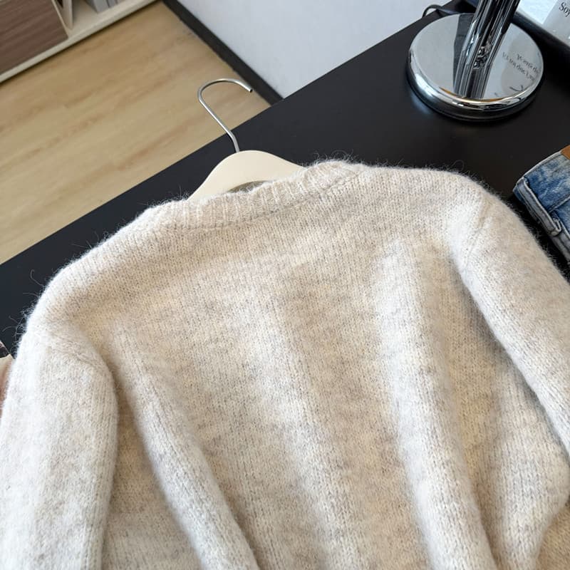 실사 빅 사이즈 여성 의류 가을 겨울 지방 mm 작은 샤넬 스타일 스웨터 코트 고급 센스 다용도 슬림해 보이는 니트 오픈 가디건 맨위 상세 이미지 18