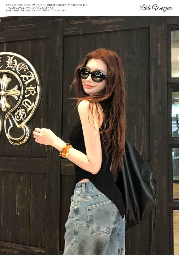 불규칙 밑단 민소매 니트 슬립 여성 이른 봄 2025 새로운 몸매 가꾸기 한 세대 조끼 핫걸 이미지 3