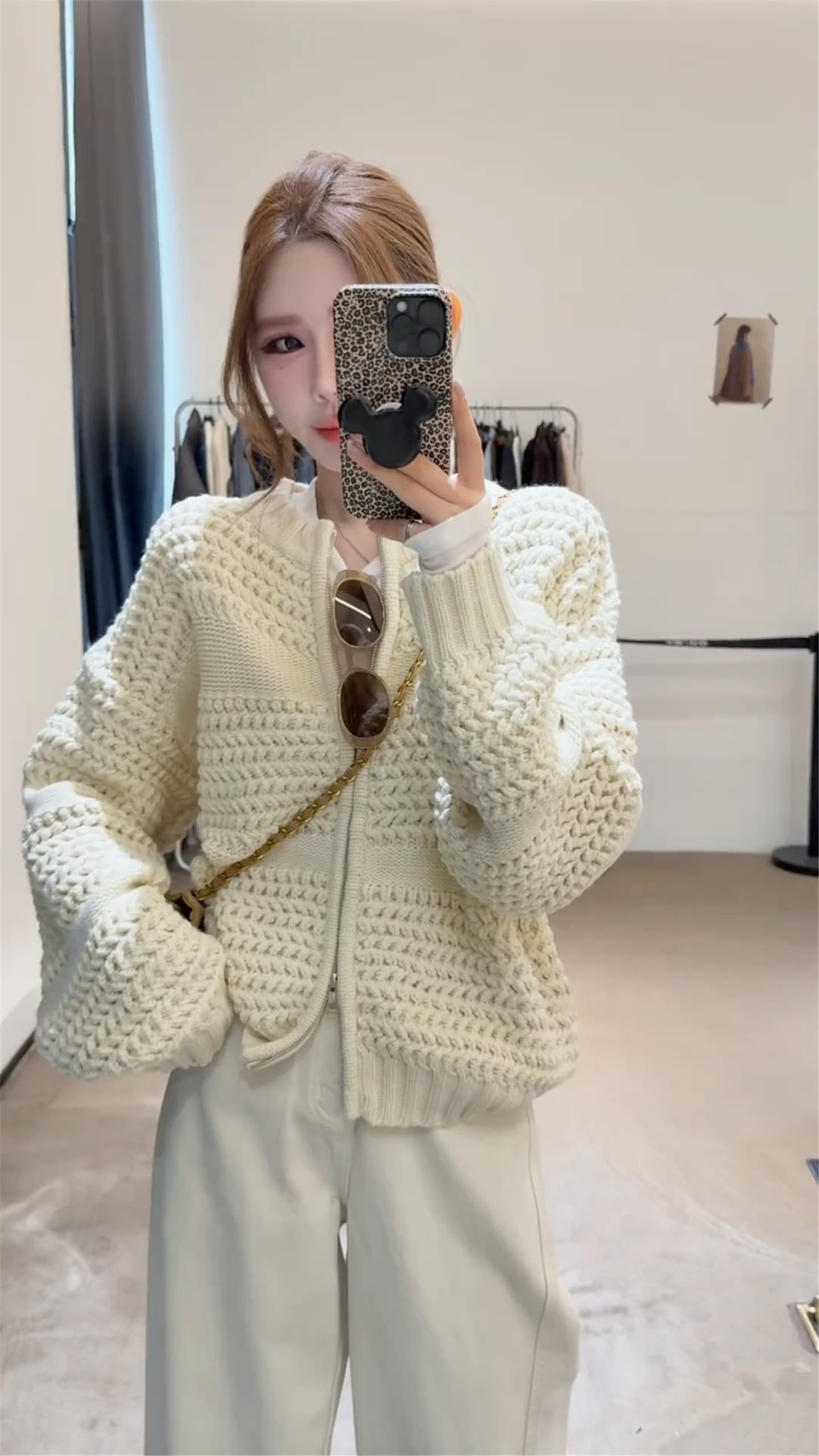 레트로 무거운 작업 파인애플 바늘 두꺼운 니트 스웨터 코트 두꺼운 보온 지퍼 오픈 가디건 여성 동대문 가을 새로운 상세 이미지 3