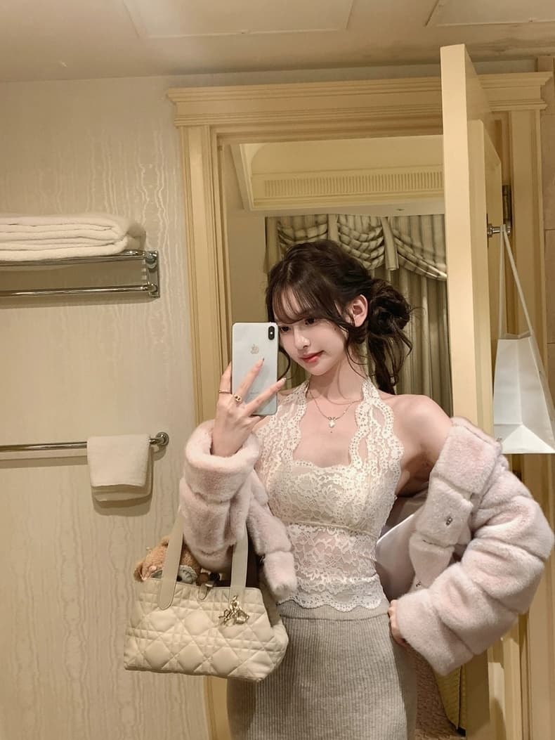 여름 주름 가슴 종류 행침 목 레이스업 레이스 조끼 섹시함 백리스 몸매 가꾸기 다용도 슬림해 보이는 슬립 여성 상세 이미지 15