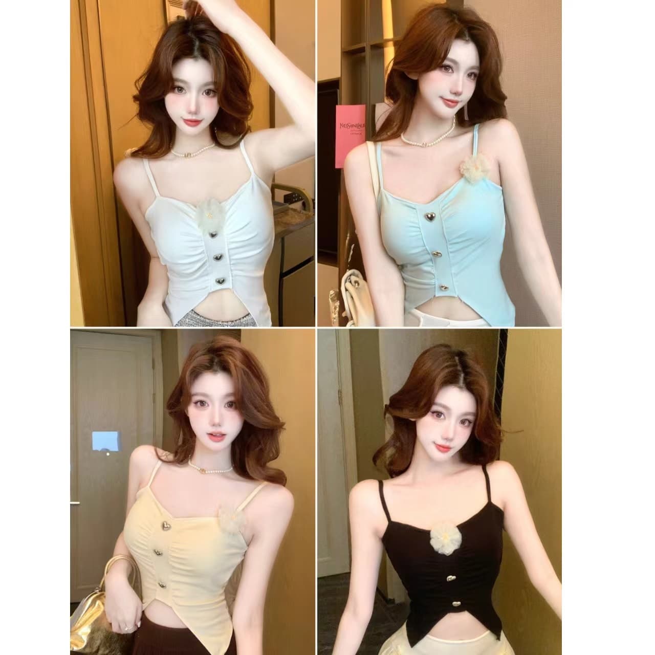 봄 새로운 달콤한 매운맛 바람 3 차원 꽃 캐미솔 몸매 가꾸기 슬림해 보이는 여성 고정 벨트 가슴 패드 의류