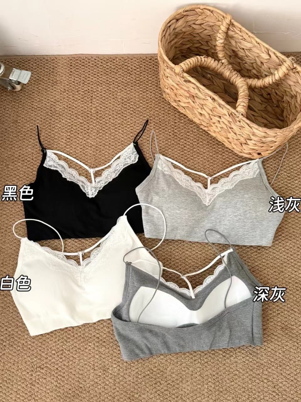봄 여름 레이스 V넥 아름다움 뒤로 속옷 여성 하나 고정 컵 순수한 욕망 포장 가슴 외출용 속옷 조끼 백리스 상세 이미지 2
