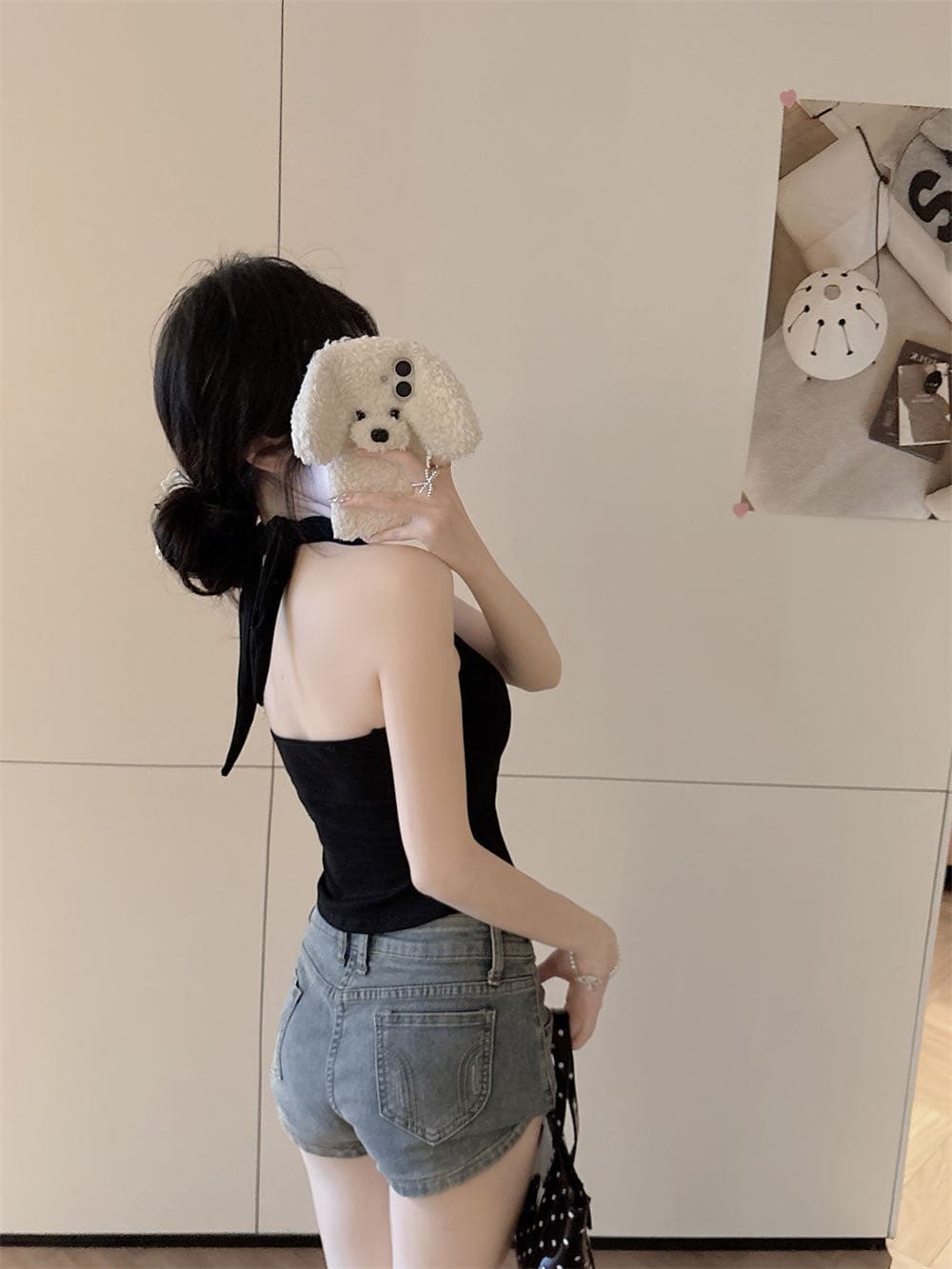 여름 새로운 순수한 욕망 바람 행침 목 주름 아름다움 뒤로 디자인 몸매 가꾸기 슬림해 보이는 여성 고정 벨트 가슴 패드 의류 상세 이미지 26