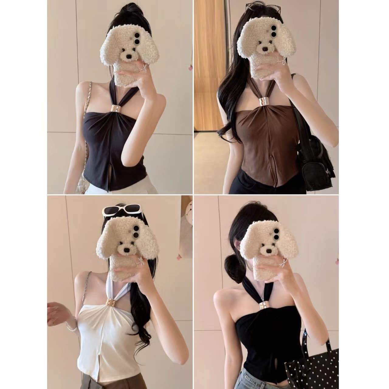 여름 새로운 순수한 욕망 바람 행침 목 주름 아름다움 뒤로 디자인 몸매 가꾸기 슬림해 보이는 여성 고정 벨트 가슴 패드 의류 상세 이미지 40