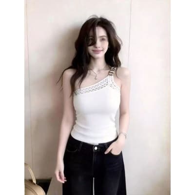 행침 목 맨위 여성 민소매 조끼 봄 가을 외출용 2026 새로운 핫걸 착용 가져 가라. 섹시함 백리스 고급 센스 상세 이미지 1