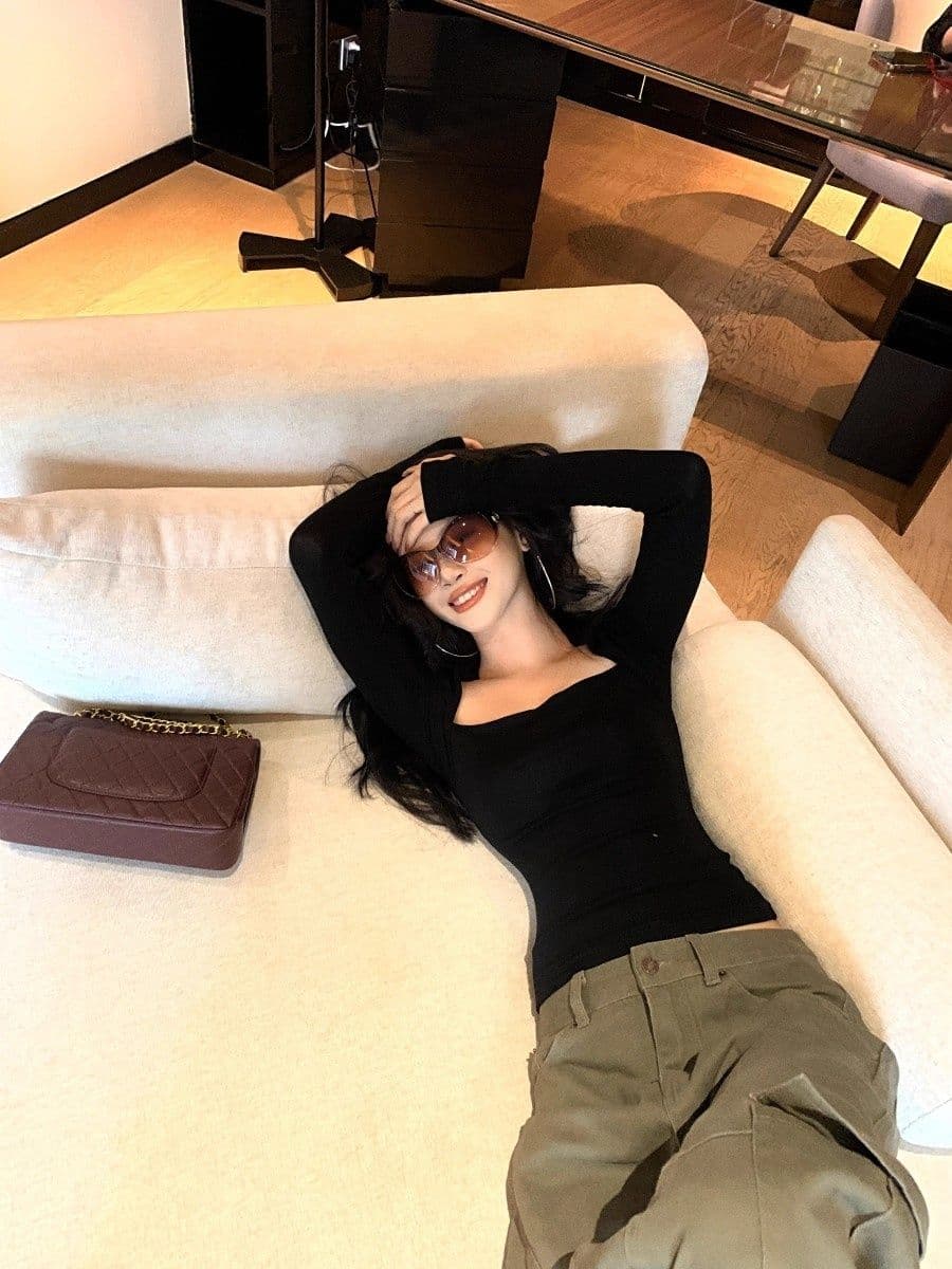 연삭 털 사람들 면 보온 광장 칼라 기본 셔츠 여성 가을 인사이드 가져 가라. 몸매 가꾸기 슬림해 보이는 인사이드 가져 가라. 만나는 긴팔 티셔츠 상세 이미지 6