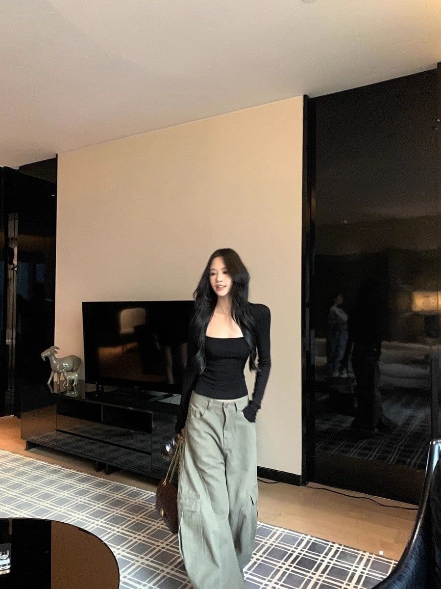연삭 털 사람들 면 보온 광장 칼라 기본 셔츠 여성 가을 인사이드 가져 가라. 몸매 가꾸기 슬림해 보이는 인사이드 가져 가라. 만나는 긴팔 티셔츠 상세 이미지 8