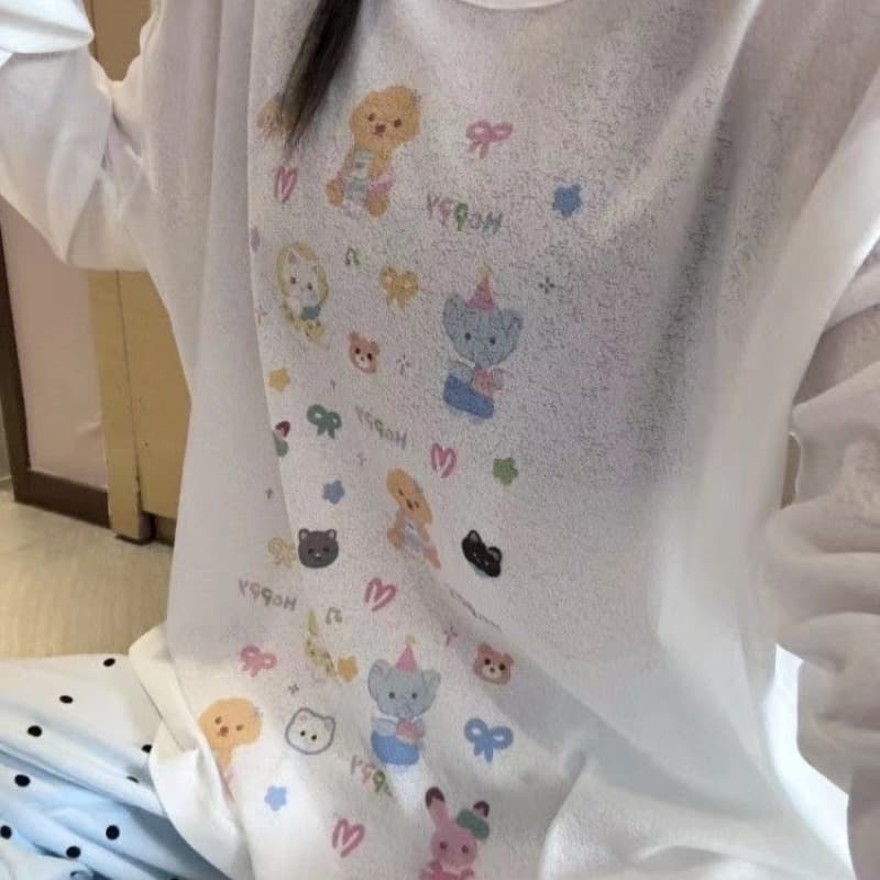 한 부서 일본식 만화 프린트 긴팔 새로운 티셔츠 여름 느긋한 자외선 차단 루즈핏 캐주얼 얇은 스타일 블라우스 맨위 이미지 5