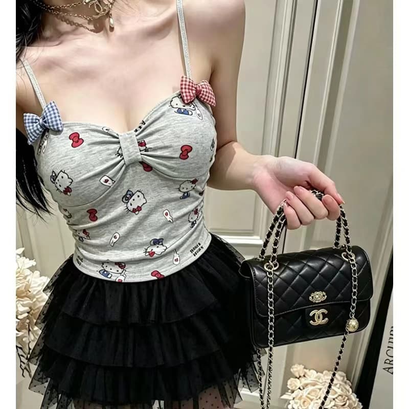 섹시함 순수한 욕망 핫걸 바람 만화 패턴 프린트 나만의 것을 가져와 라. 가슴 패드 슬립 슬림해 보이는 다용도 여성 조끼 상세 이미지 4
