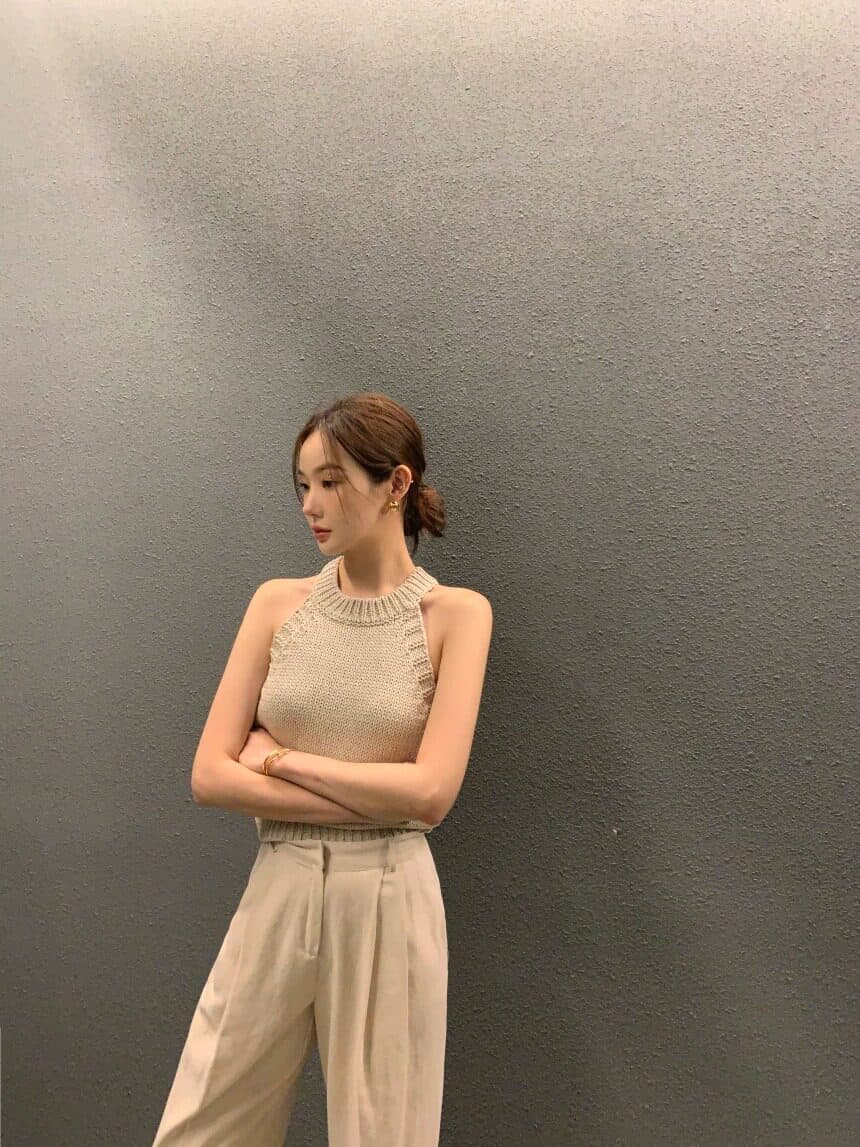 프랑스식 섹시함 행침 목 오프숄더 니트 조끼 여성 2026 여름 화이트 몸매 가꾸기 슬림해 보이는 인사이드 가져 가라. 민소매 맨위 상세 이미지 17